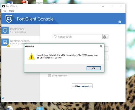 Even I was able to connect to it 7 days back and suddenly the issue appears and am not able to connect to it. . Forticlient error code 20199